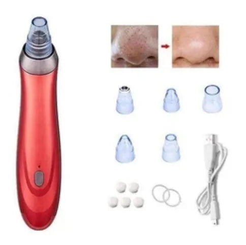 Electric blackhead remover tool with vacuum suction and set of five nozzle attachments