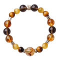 Tiger-eye crystal bracelet with Jinba tower pattern in geometric design