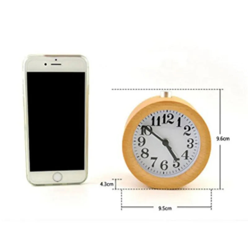 Solid beech wood silent alarm clock with 4-inch display and snooze function