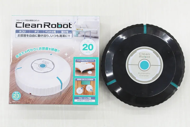 Black or white AC automatic sweeping robot cleaner on a wooden floor