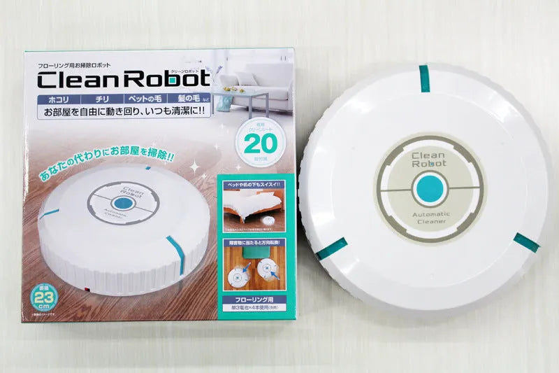 Black or white AC automatic sweeping robot cleaner on a wooden floor