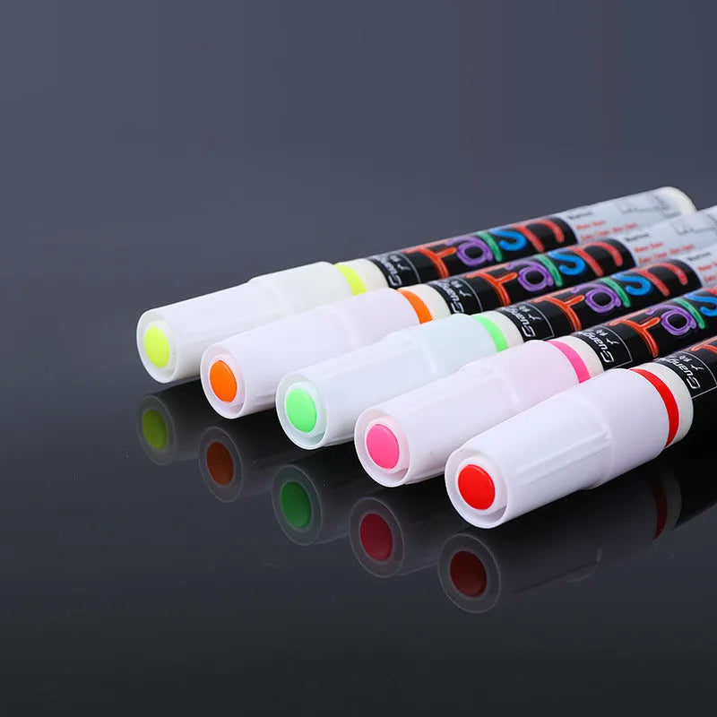 Electronic fluorescent plate highlighter with 6mm tip showing oblique pen shape and pressure valve design