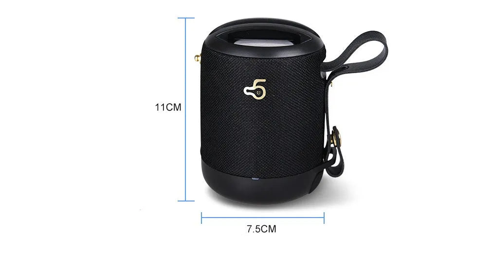 Mini portable Bluetooth speaker with subwoofer in multiple colours showing carrying belt