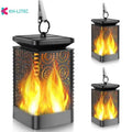 Black solar hanging flame torch light with flickering LED effect for outdoor garden decoration