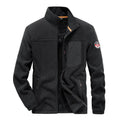 Men's solid colour fleece cardigan jacket with zipper pockets shown in grey.
