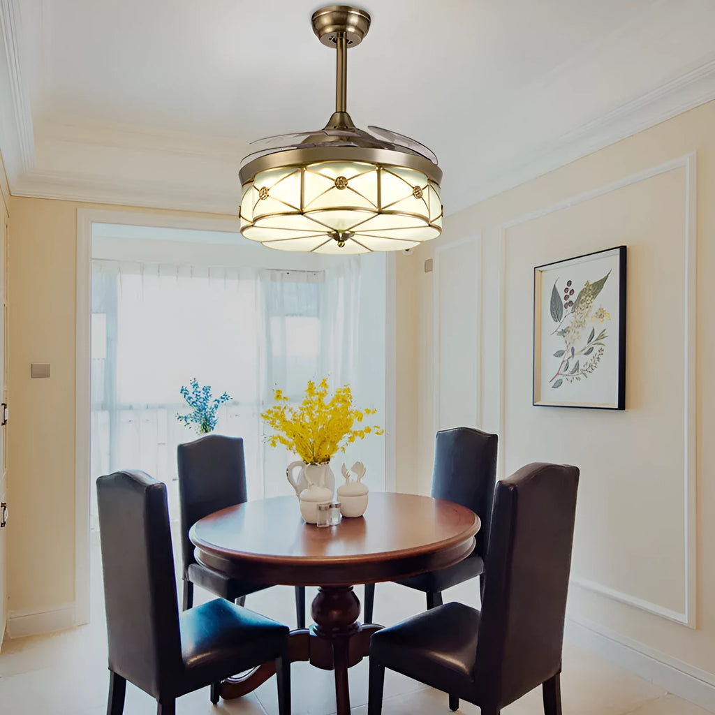 Gold 42 inch ceiling fan light with remote control and invisible blades