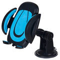 Red ABS suction cup U-shaped mobile phone bracket mounted on car dashboard holding smartphone