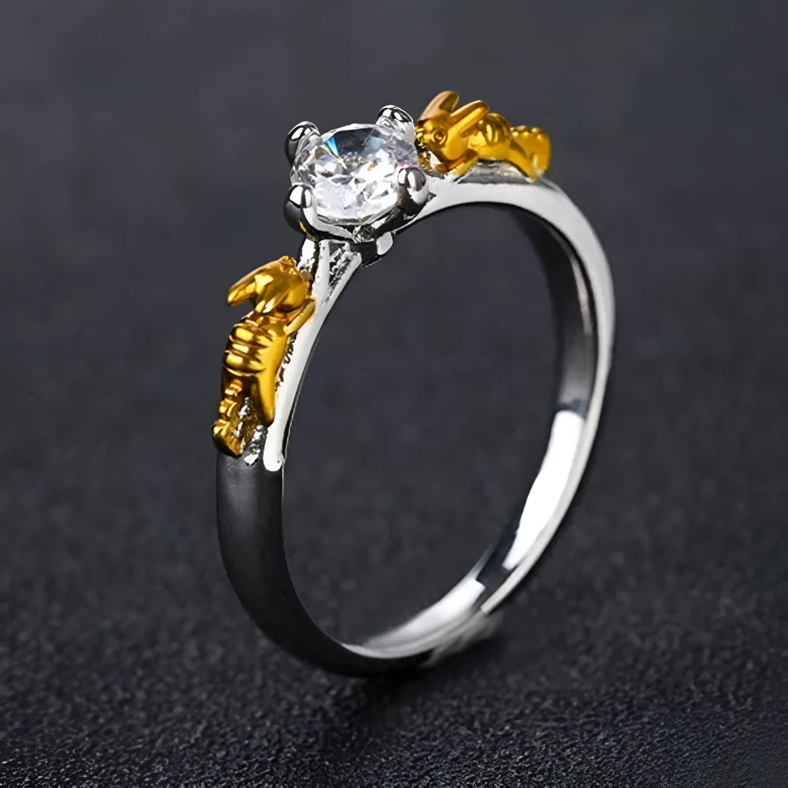 Copper metal crystal crown ring with black gold finish for cosplay and festival jewellery