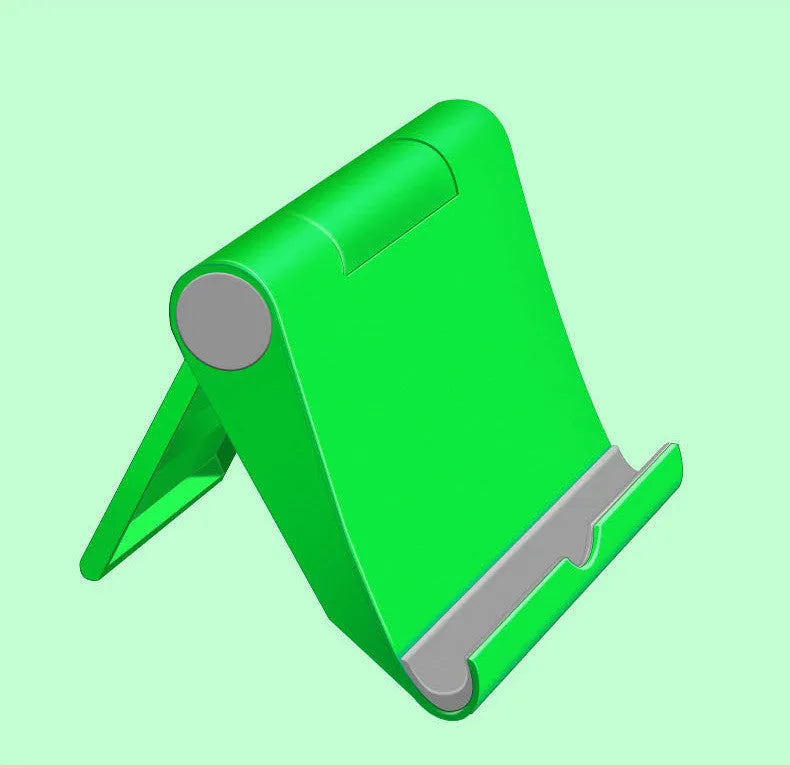PE folding mobile phone and tablet desktop stand in black on a white background