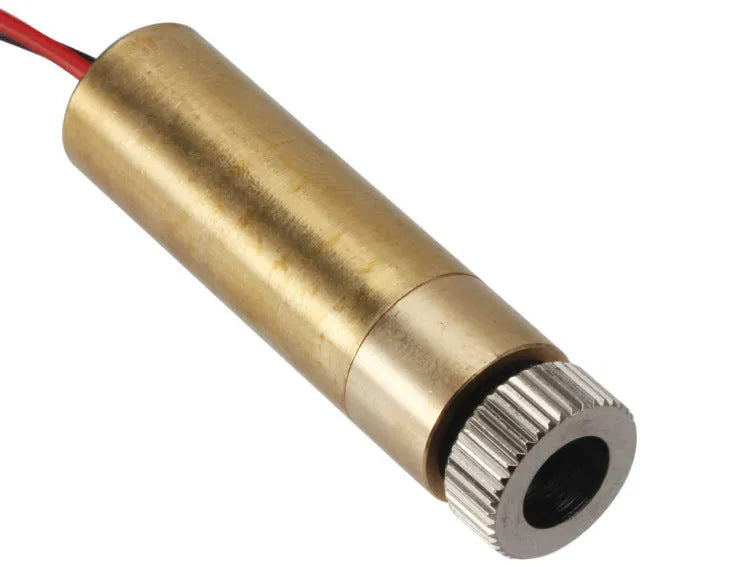 Yellow 12x45mm 445nm blue laser module with adjustable focus ring and wire leads for CNC engraving machine