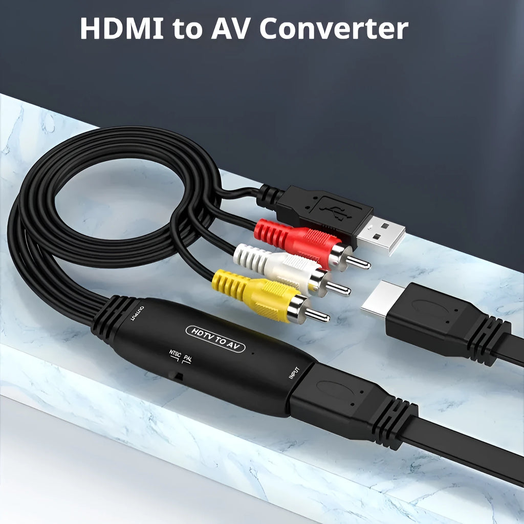 HDMI to AV converter cable 110cm length for 1080p video transfer to legacy equipment