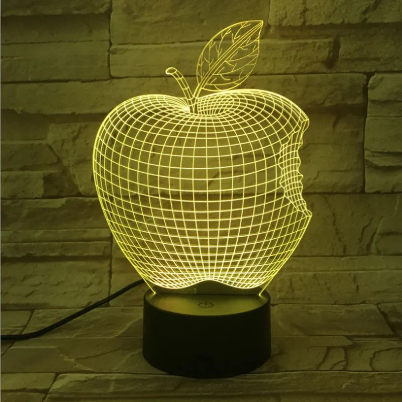 3D fruit-shaped colourful night light with touch control and seven LED colour options