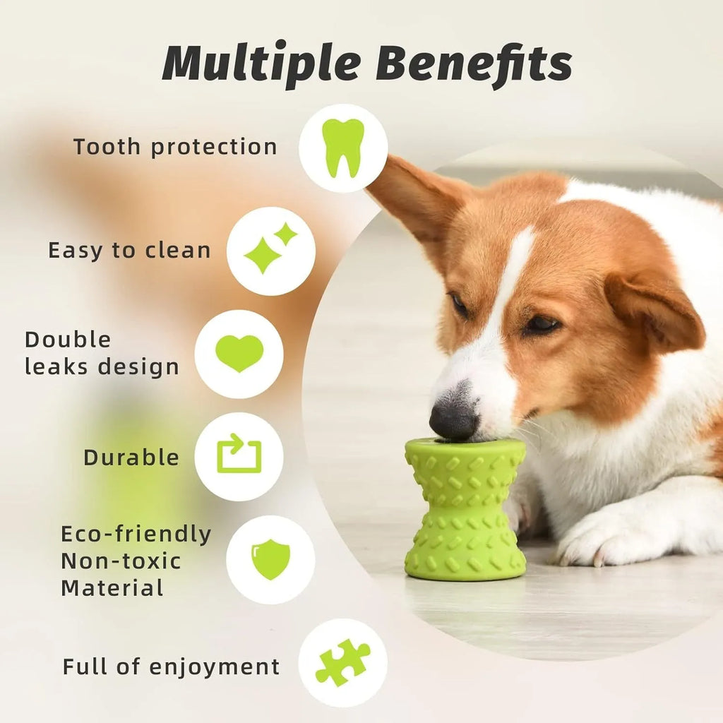 Natural rubber treat dispensing dog toy for aggressive chewers in blue colour