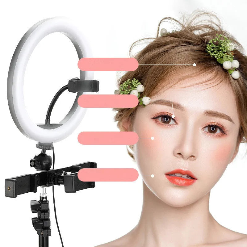 10-inch rotating ring selfie light with metal bracket for smartphone photography