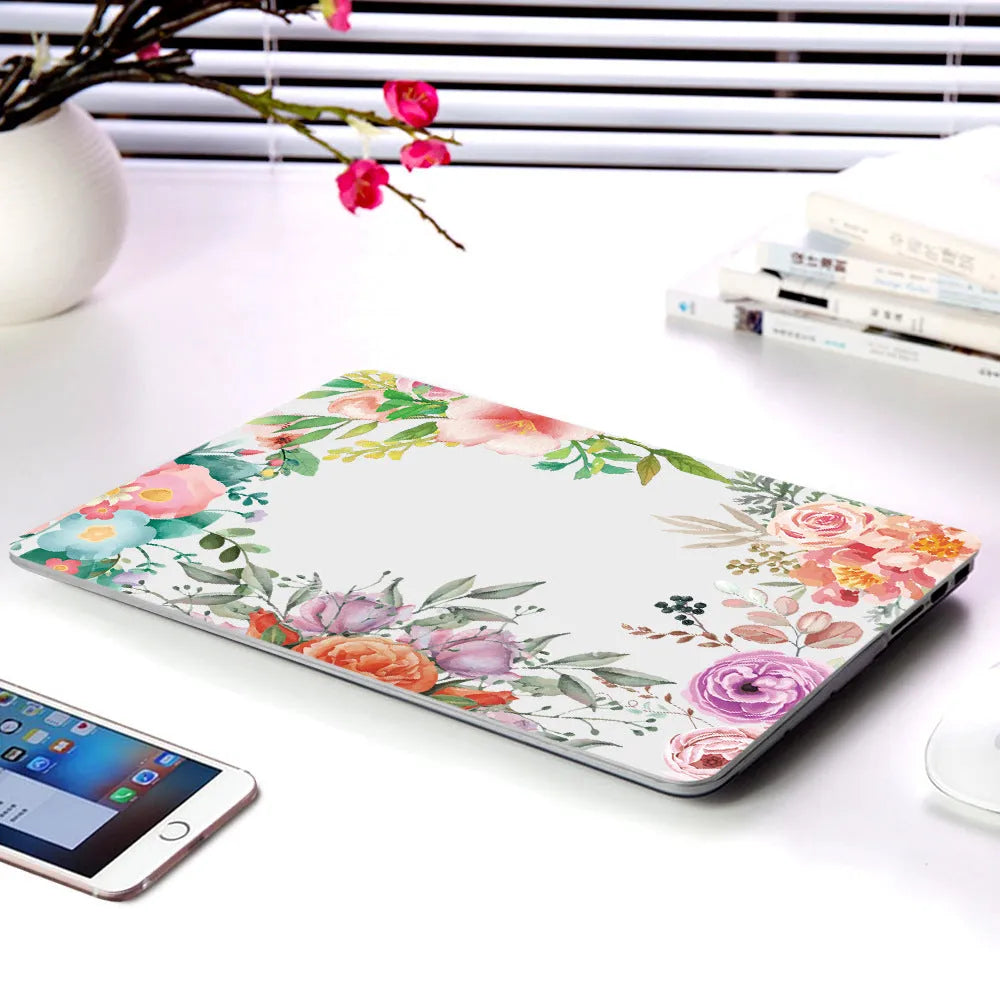 Plastic laptop protective shell with partial floral pattern for Apple MacBook 11-inch Air and 12-inch Retina