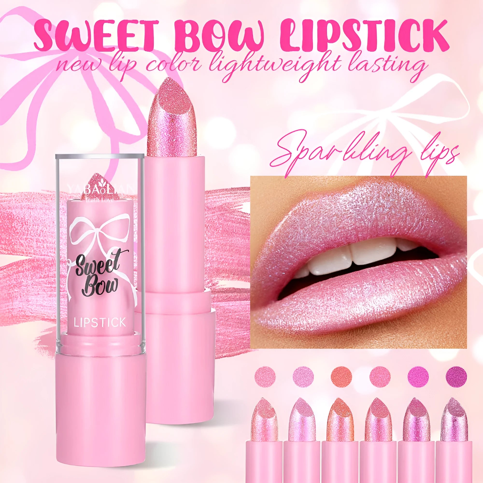 Sweetheart Bow XINGX Diamond Lipstick showing decorative casing with six colour shade options