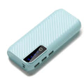 20000mAh portable power bank in black blue pink white colours showing USB charging ports