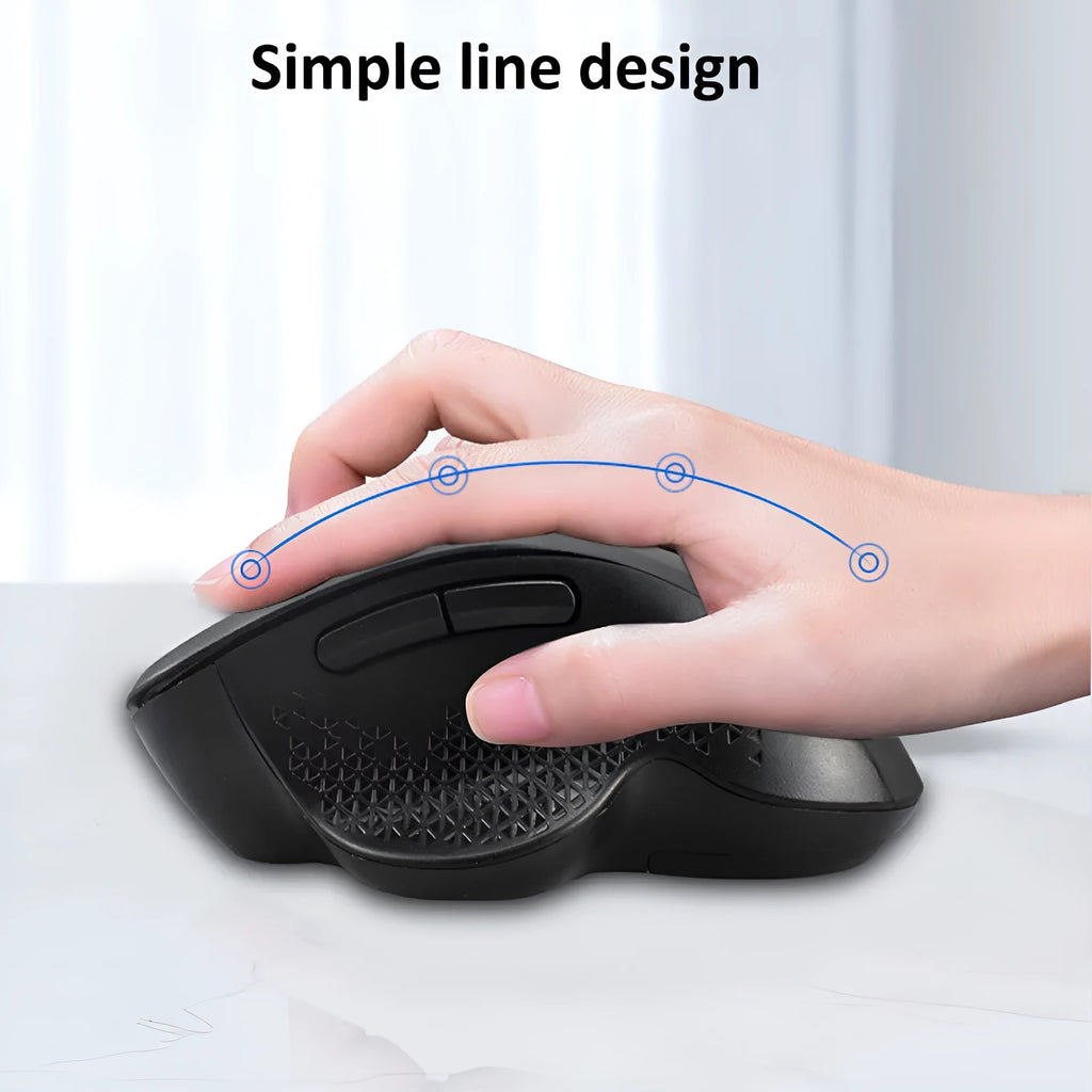 Black wireless self-charging laptop mouse with USB connector and charging cable