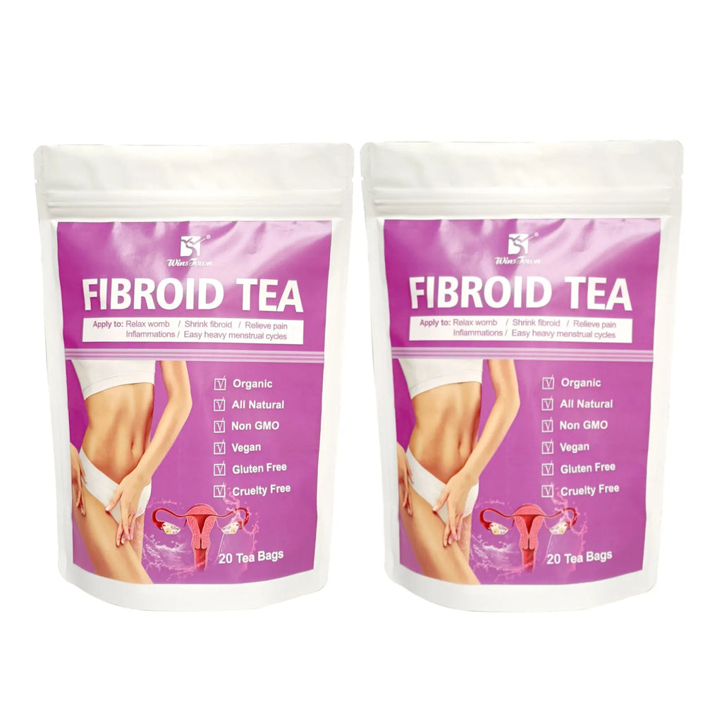 Pack of herbal fibroid tea bags with C83 Winstown packaging specification