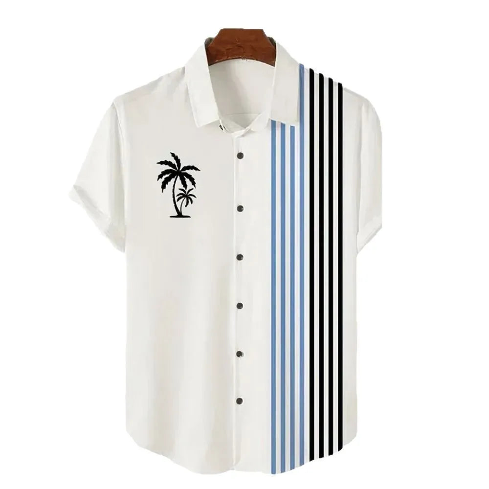Hawaiian men's short-sleeved shirt with 3D printed floral pattern in regular fit
