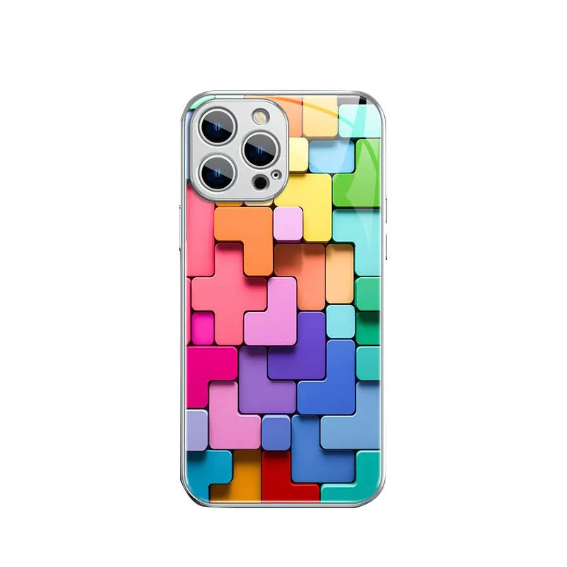 Silicone phone back cover case with cartoon geometry design for iPhone models