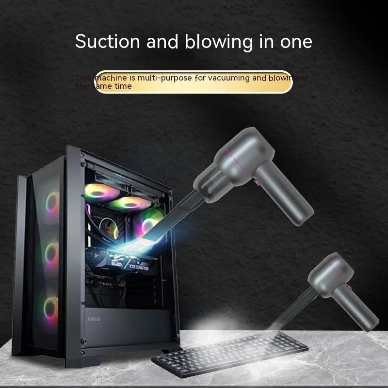 XC-06 grey portable handheld car cleaner with brush nozzle and extended suction attachments