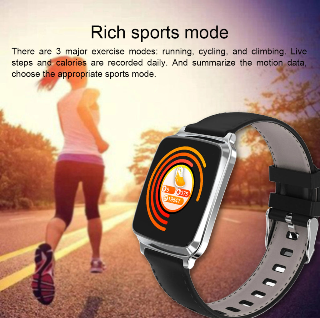 M8 smart bracelet with heart rate monitoring on a wrist, showing the zinc alloy body and TPU sports strap
