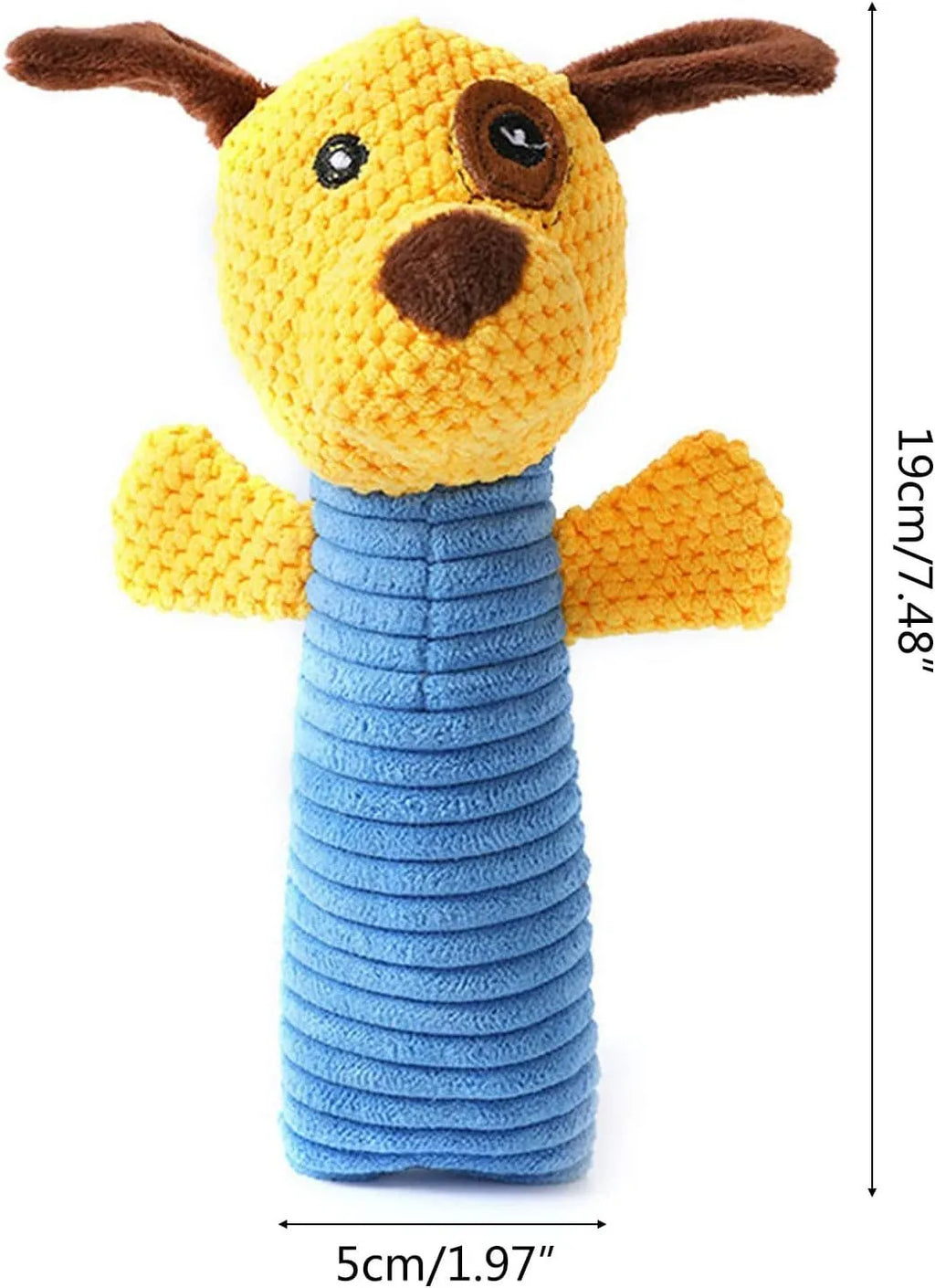 Squeaky dog chew toys in calf, frog and puppy shapes with dental cleaning features