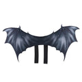 Black cloth Halloween bat wings for pets showing three size options: 64cm, 55cm, and 40cm wing spans
