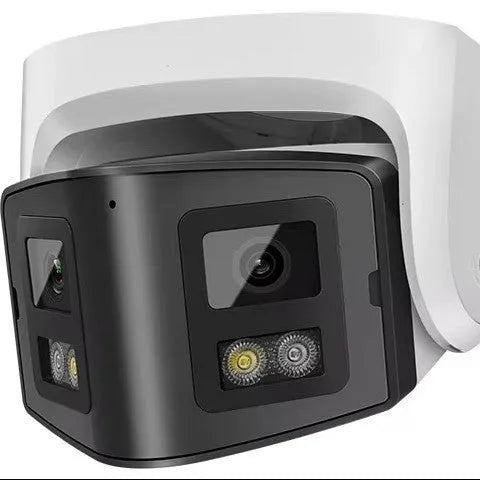 4MP dual-lens IP security camera with safety belt mounting system for outdoor CCTV surveillance