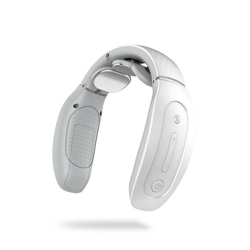 Intelligent cervical massager in red or white with battery power and computer control