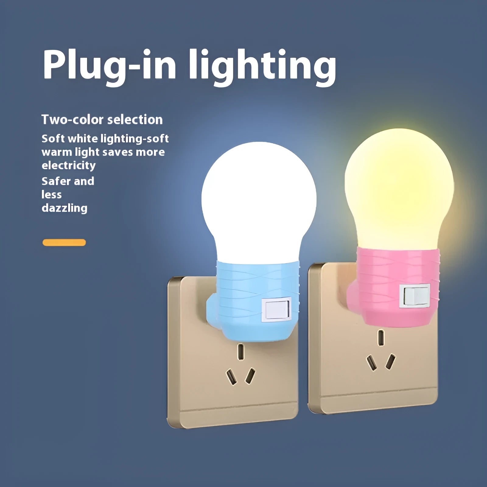 Plug-in bedside baby night feeding lamp in multiple colour options with round design