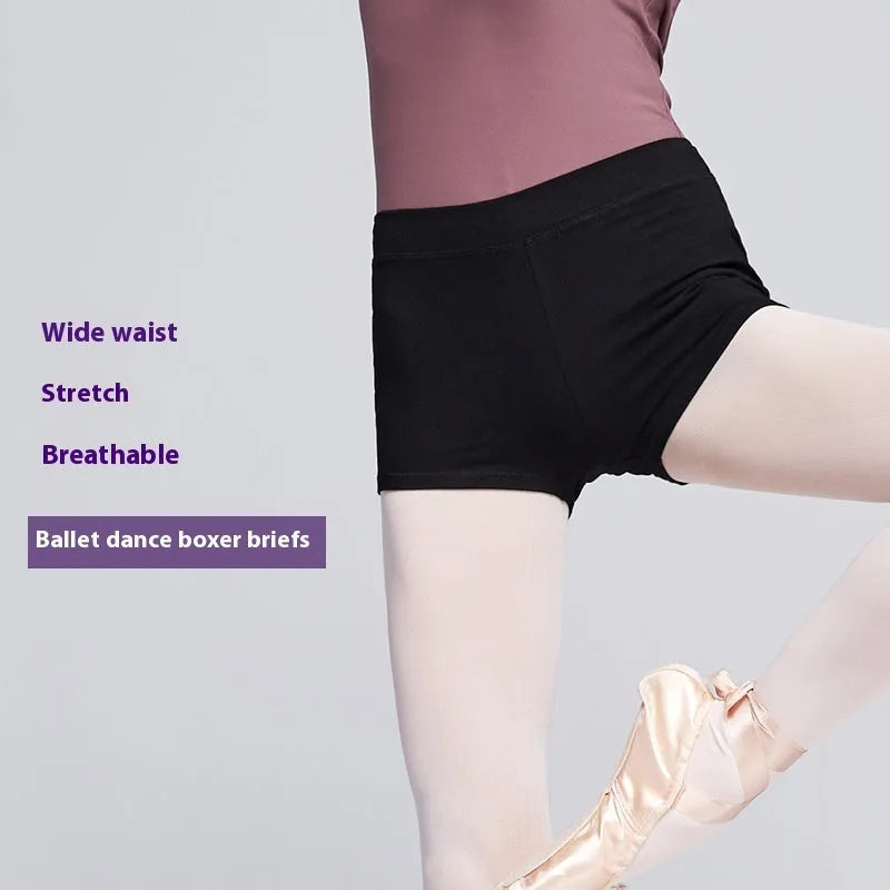 Black cotton women's dance practice shorts for fitness and ballet