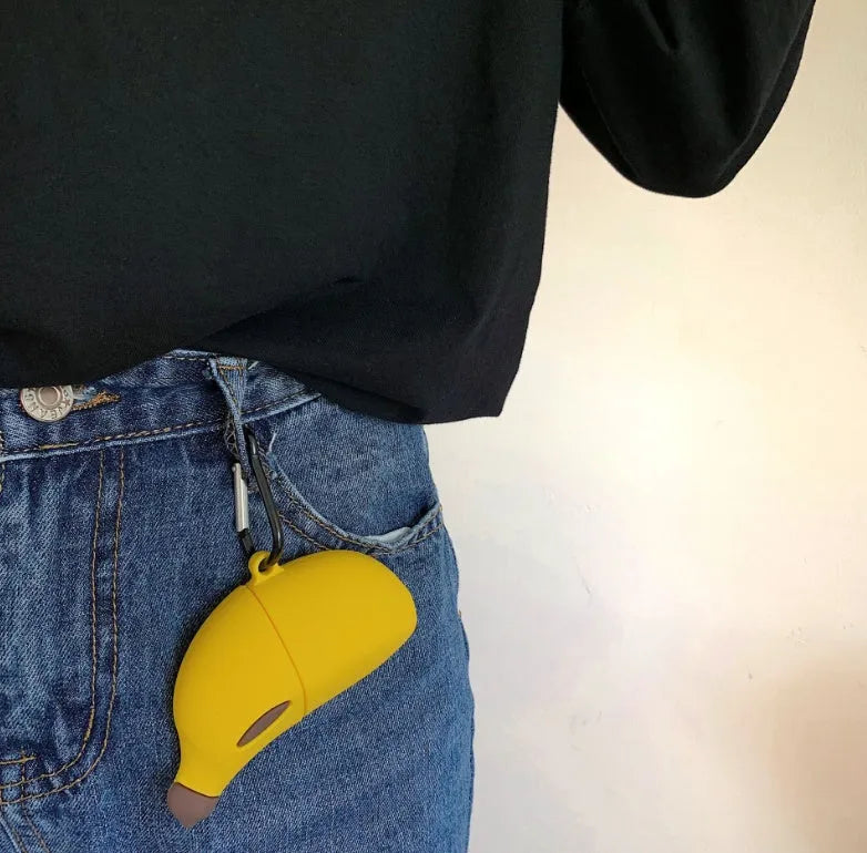 Yellow banana design silicone protective case for Apple AirPods Pro headphones