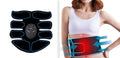 Abdominal muscle patch set with digital display unit and eight electrodes in choice of red, blue, or yellow edge trim