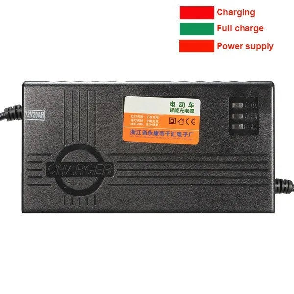 72V20AH electric car charger for professional lead-acid batteries in black with plug options