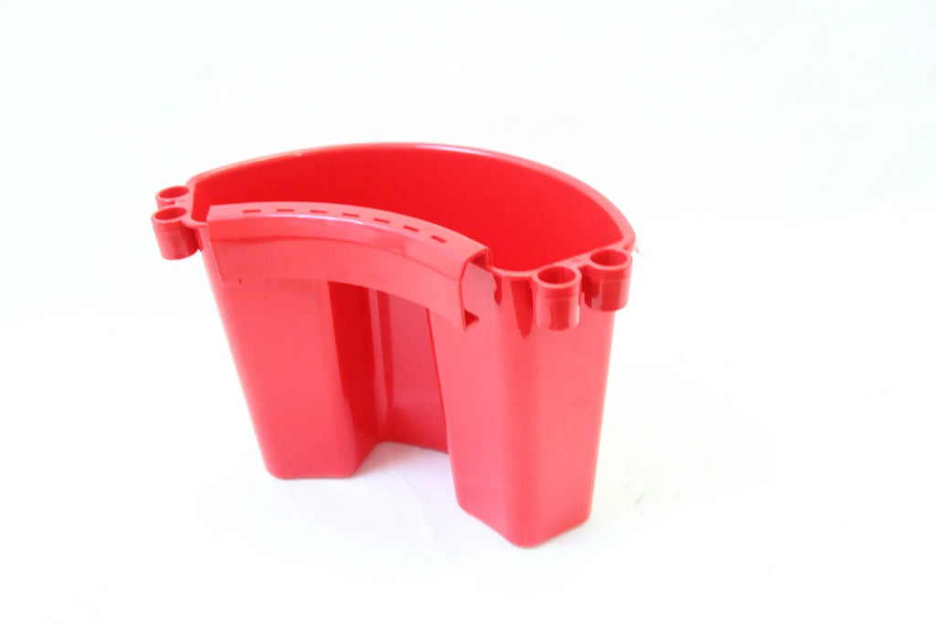 A black, red, blue, or pink polypropylene car wash bucket with a handle.