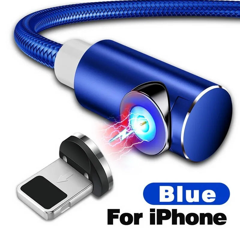 Magnetic charging cable with aluminium housing showing L-shaped connector and magnetic charging tip