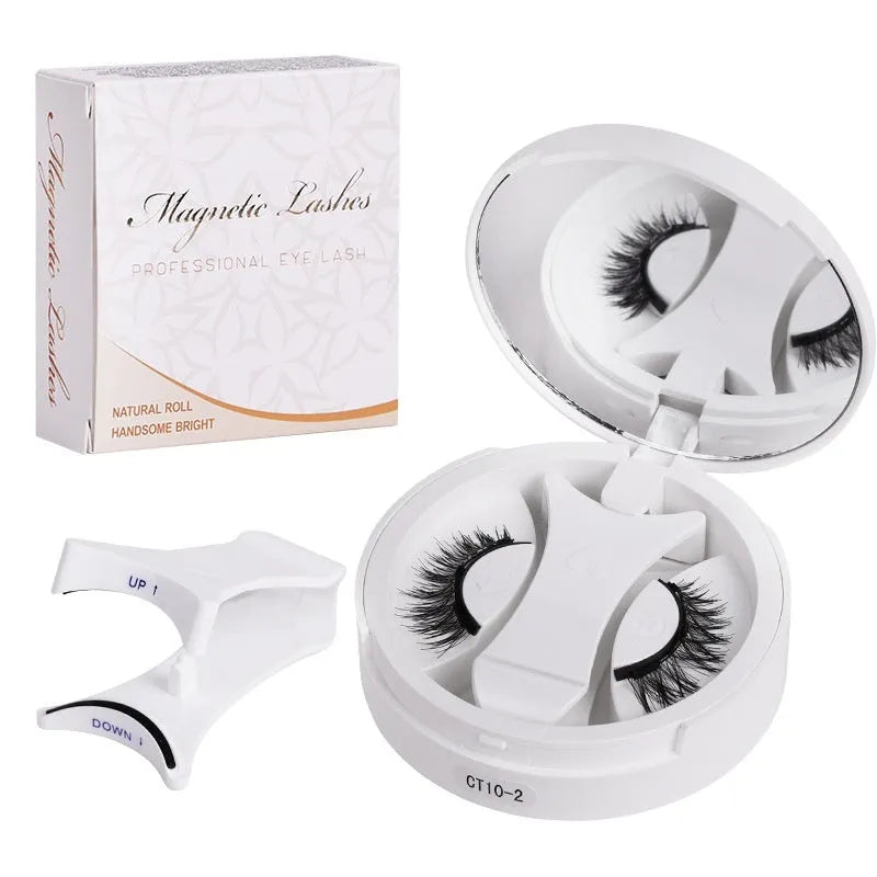 Portable case with integrated soap holder for magnetic false eyelashes storage and cleaning.