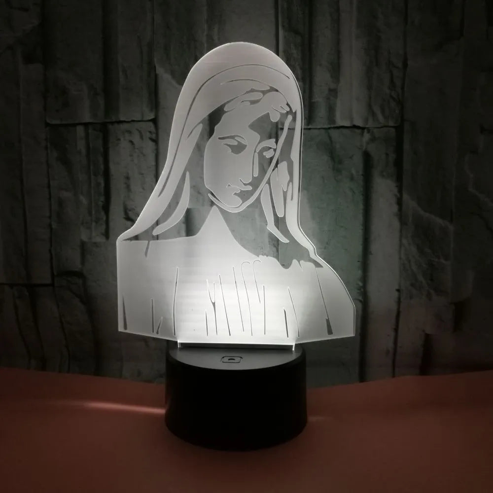 3D LED night light with colourful changing light and laser engraved acrylic plate on ABS base