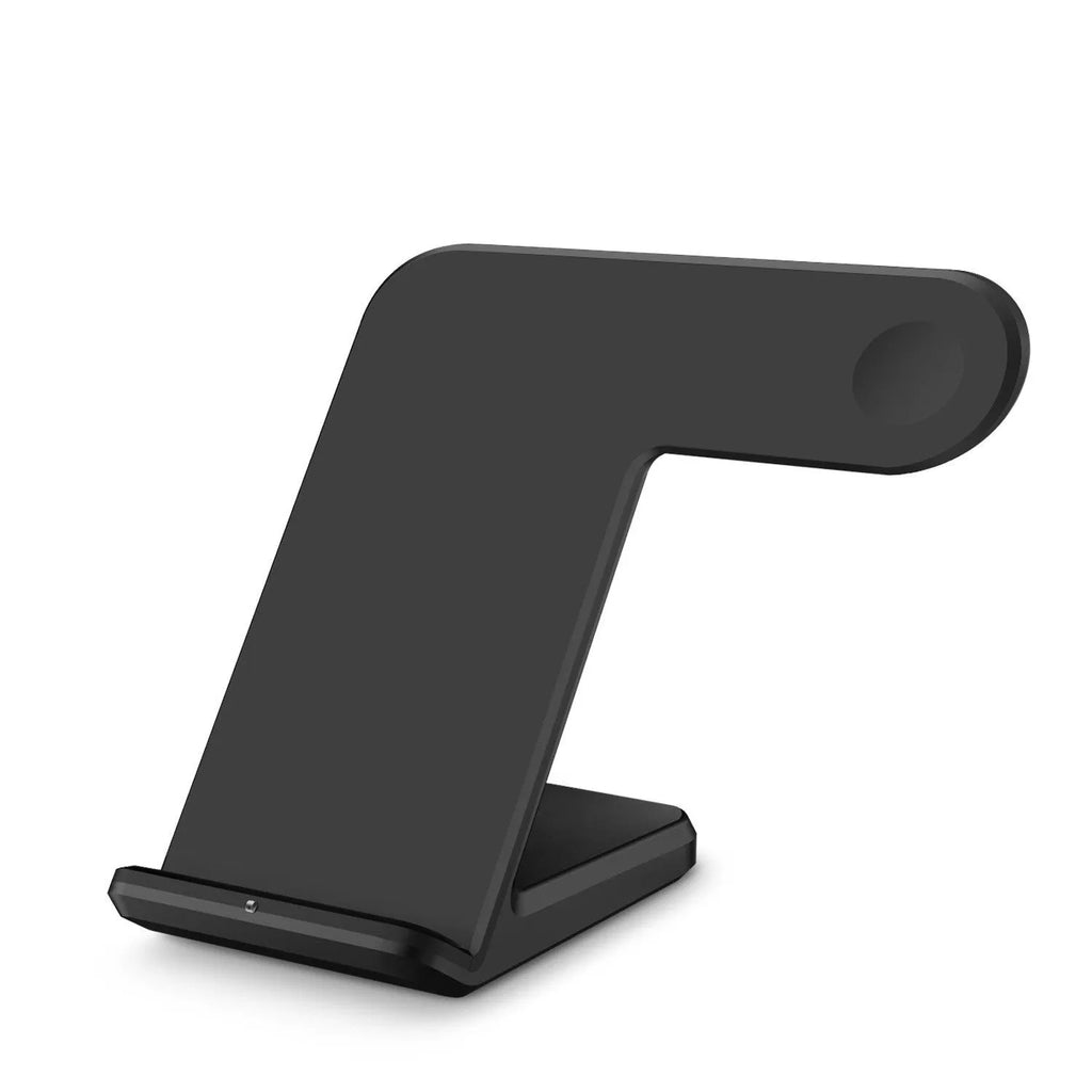 Black and white wireless phone charger with compact design and Type-C cable