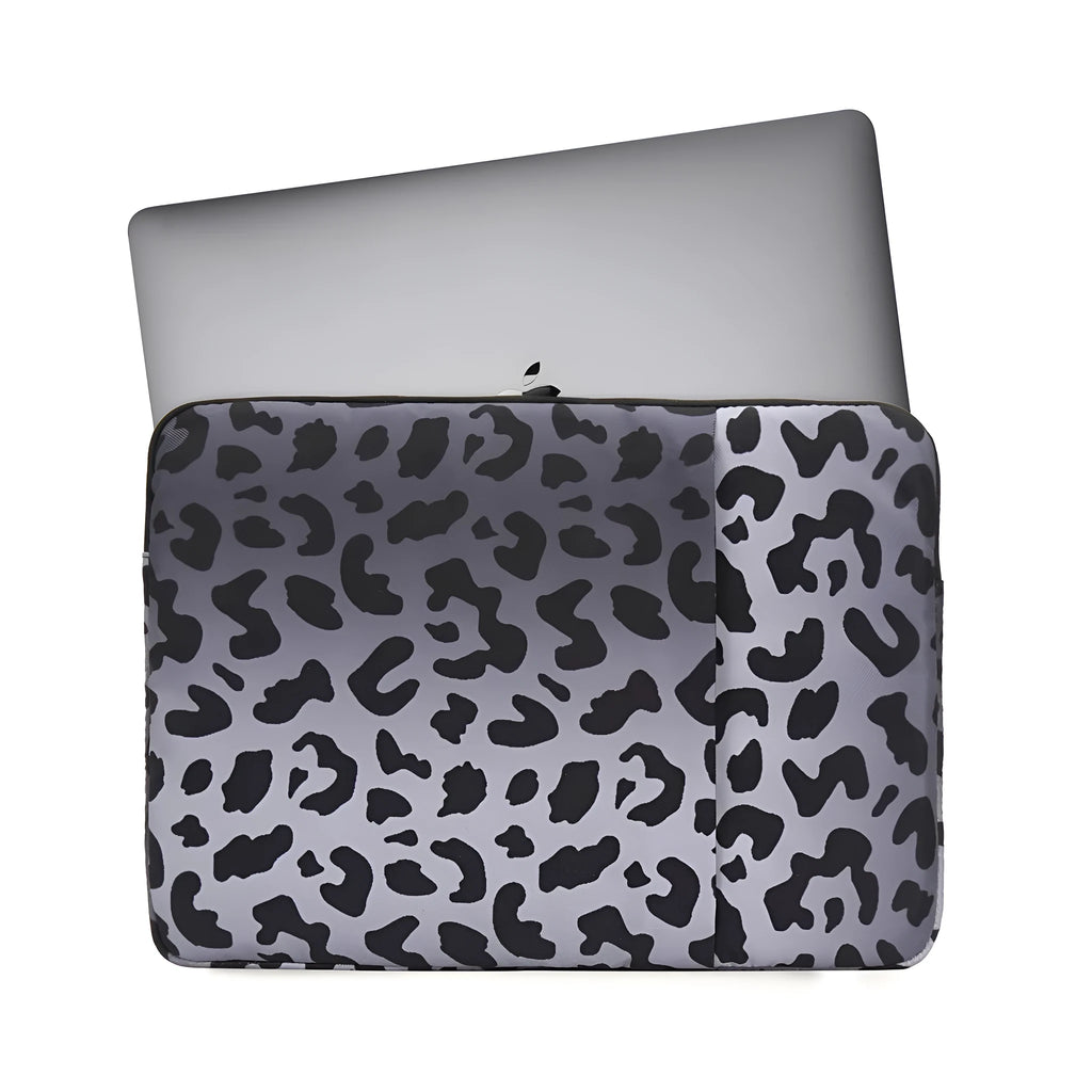 Leopard print laptop sleeve for 13-inch and 15.6-inch devices with waterproof anti-shock protection