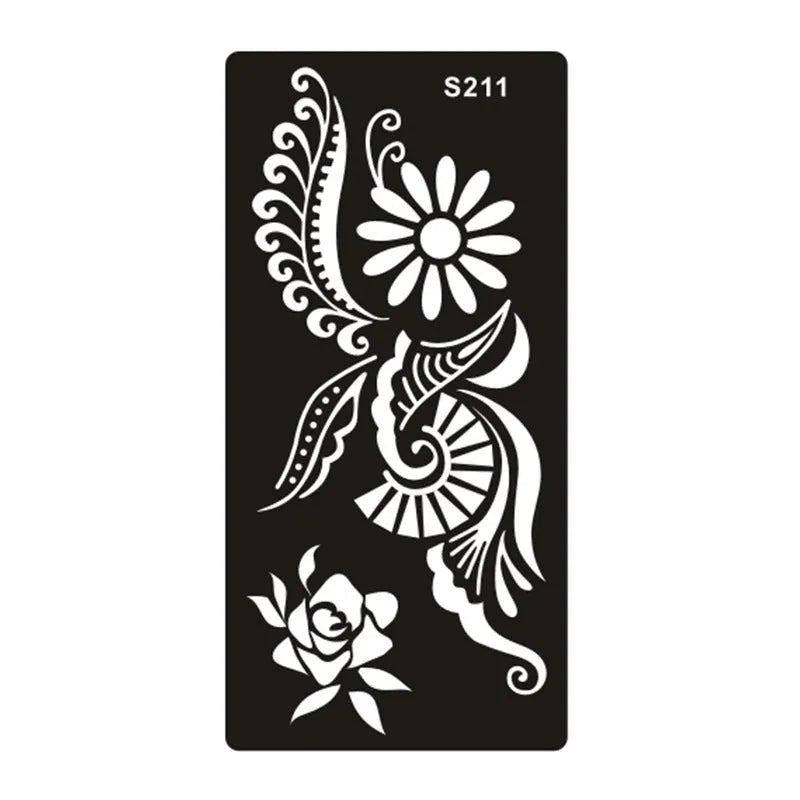 Hollow geometric tattoo template sticker on water transfer paper in multiple colour options.