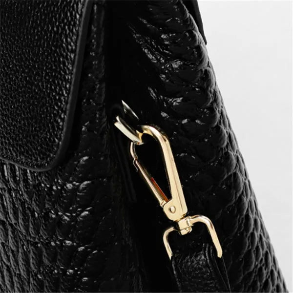 Women's black PU shoulder bag with large 36cm and small 34cm width options