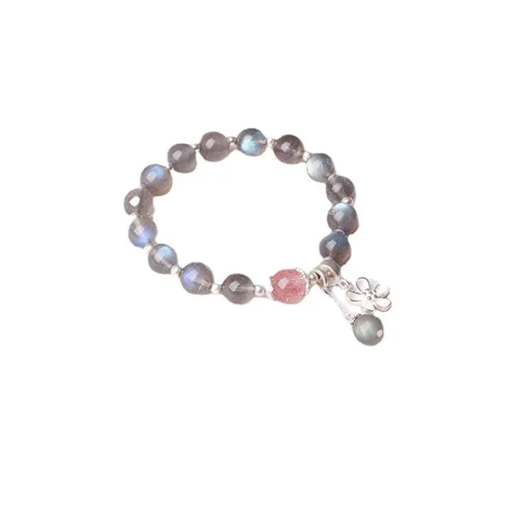 Women's 925 silver bracelet with a 7.5mm grey moonlight lime crystal zodiac charm.