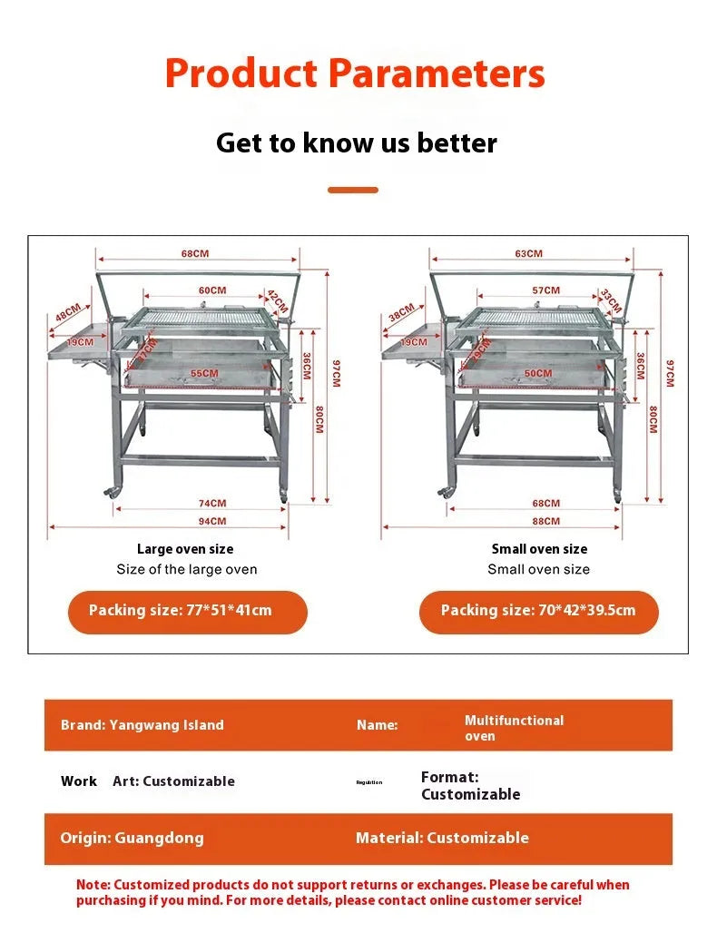 Large foldable charcoal BBQ stove for courtyard and villa outdoor cooking