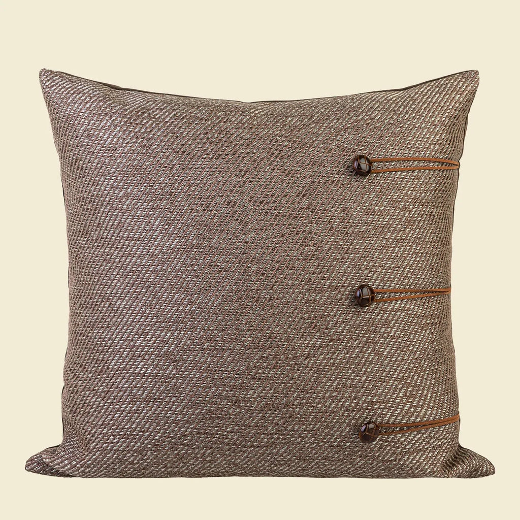 Chinese style Maillard colour cushion with geometric pattern, 45x45cm decorative pillow for living room