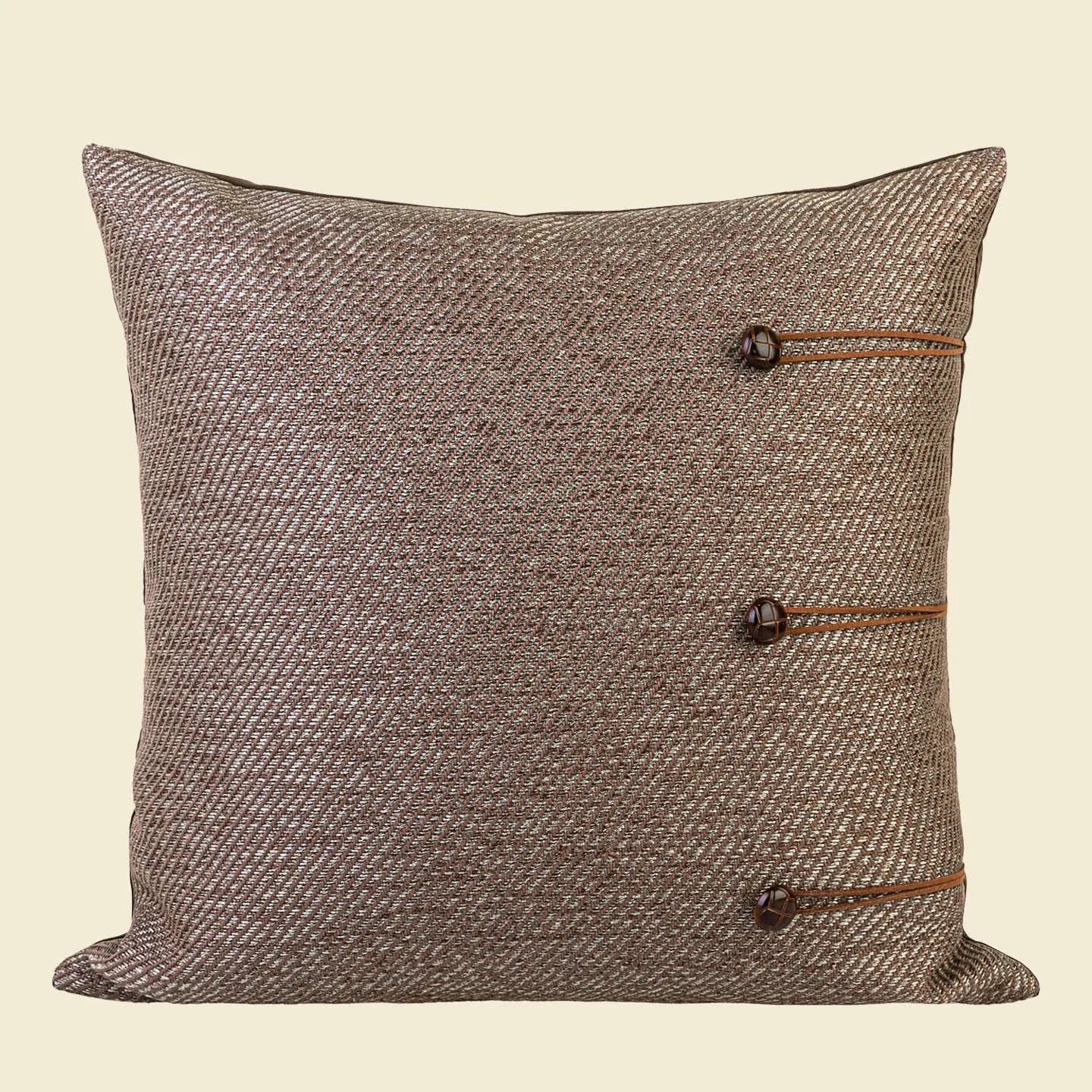 Chinese style Maillard colour cushion with geometric pattern, 45x45cm decorative pillow for living room