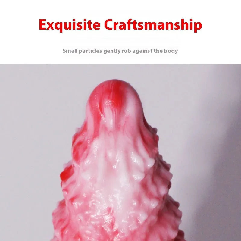Pink platinum silicone shaped penis masturbation device for adults on a neutral background.