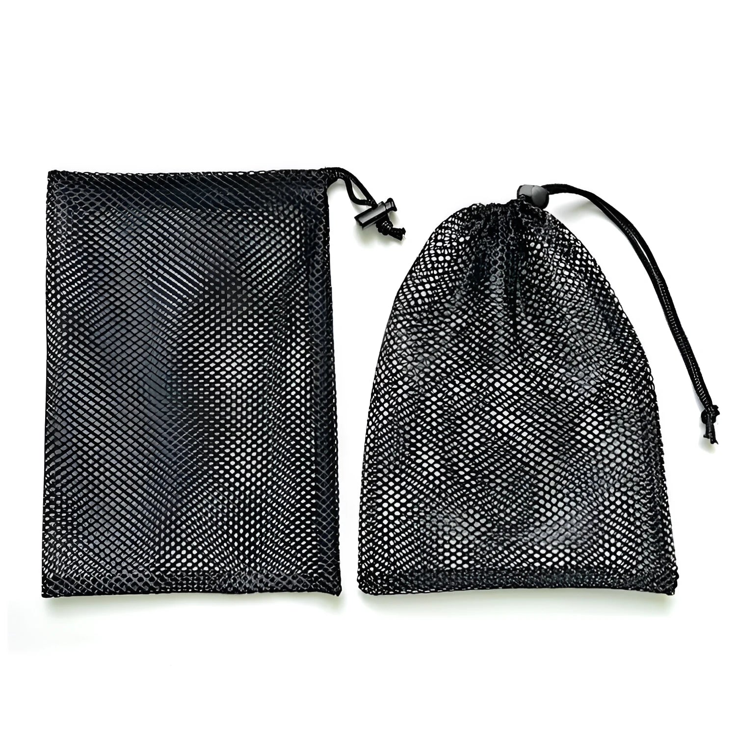 Black mesh drawstring storage bag for children's water ball toys in three different sizes